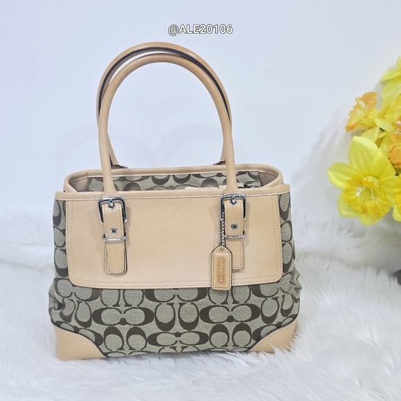 Coach #6366 Elegant Tan and Brown Designer Satchel Bag. - Picture 12 of 12
